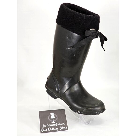 Bogs Women's Black Rubber Alex Solids Tall Lined Rain Boots Size 8 1713 - Picture 12 of 15